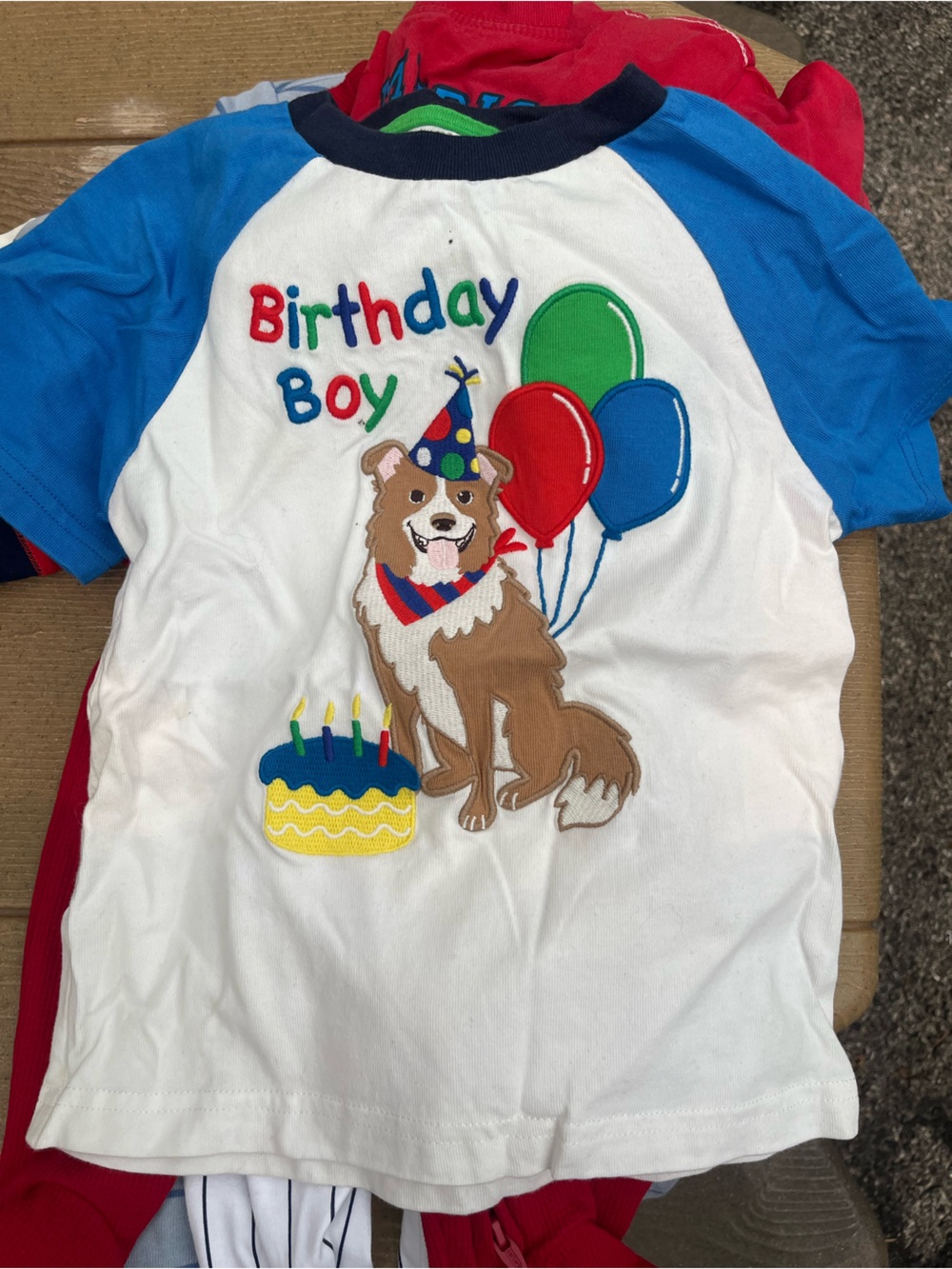 Gymboree Navy, Green, Red and Blue Birthday Boy Kids Top